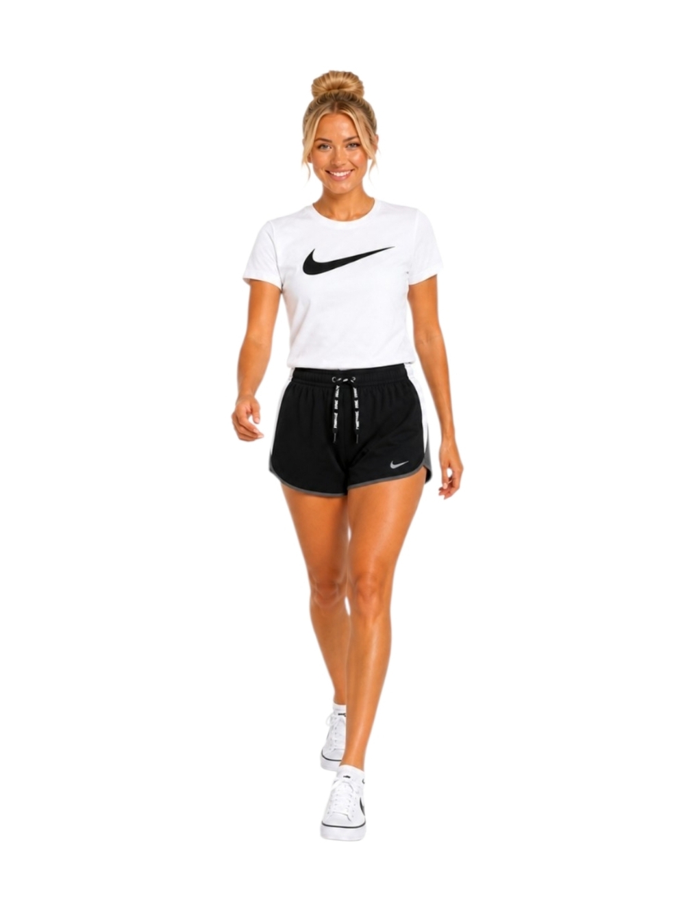 Nike Dri-FIT Running Shorts Medium Black White Mesh Lined Athletic